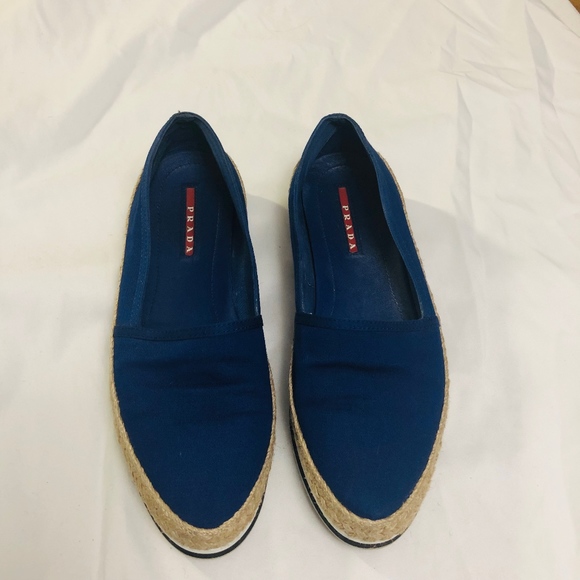 Prada Shoes - Prada Blue Slip On Shoes